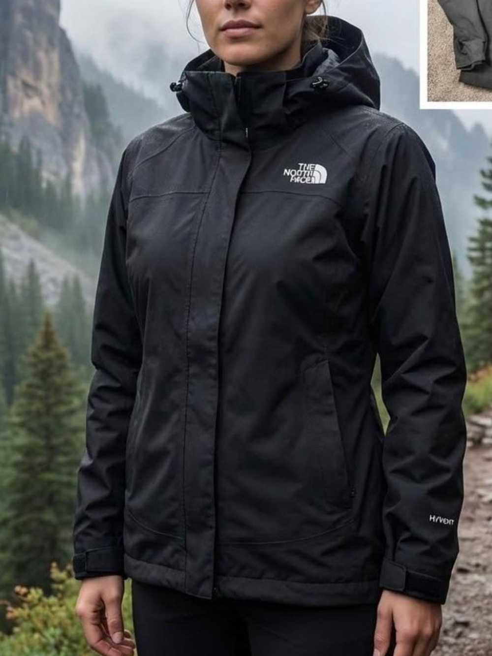 The North Face Hyvent Waterproof Hooded Jacket - Black